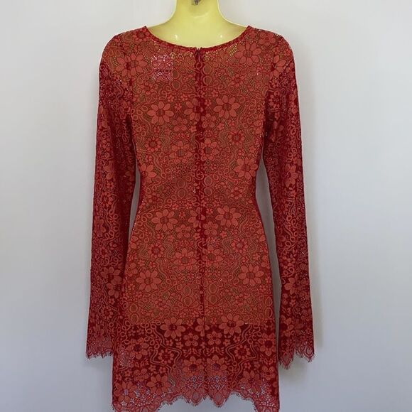 For Love and Lemons Dress “Love Bird” Rare Red Lace Sz 4 Nwot - Picture 7 of 8